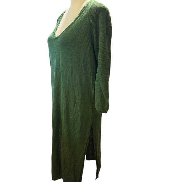J.Jill Green Linen Blend Sweater Dress, Size Medium Tall - Picture 3 of 7